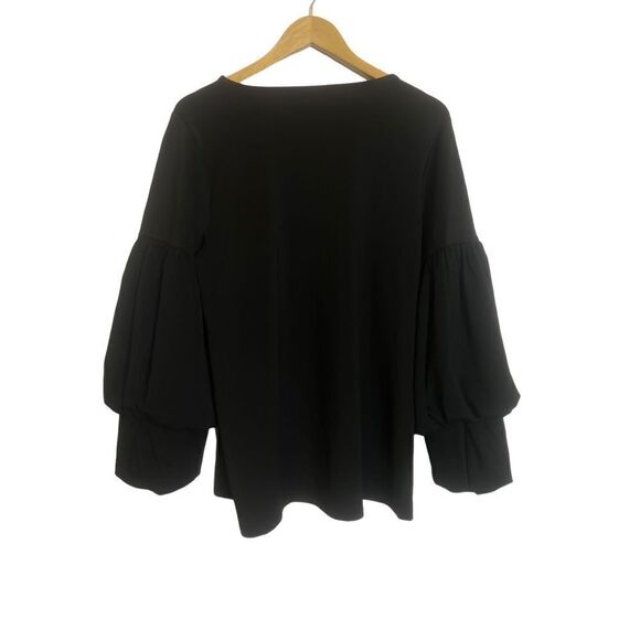 047 Alfani Stretch Black Bubble Sleeves Pullover Top Sz M - Picture 6 of 7